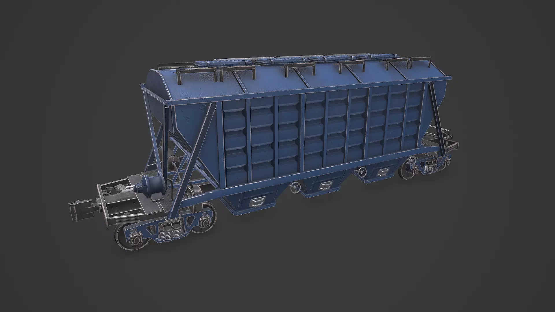 Old Hopper Wagon Low-poly PBR Low-poly 3D model_2