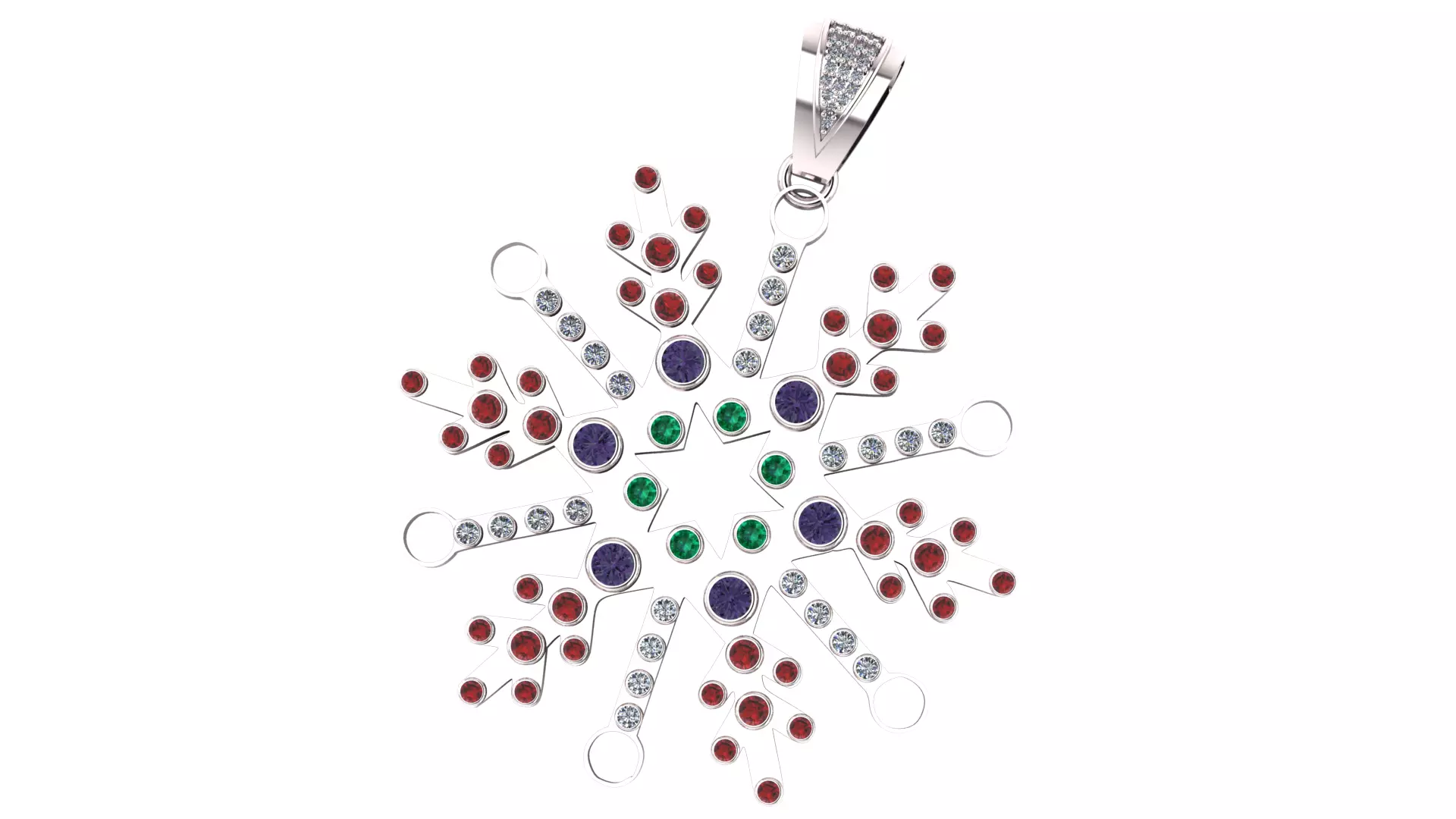 Jeweled Snowflake Pendant 3D print model_2