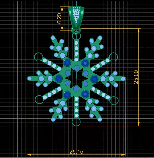 Jeweled Snowflake Pendant 3D print model_3