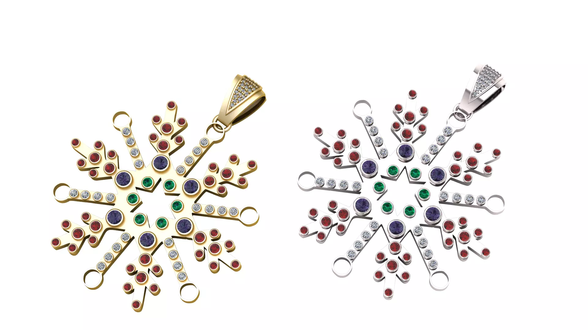 Jeweled Snowflake Pendant 3D print model_1