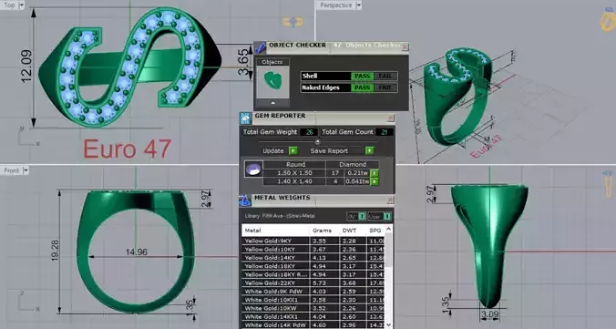 Gold Letter S Ring with Diamonds 3dm Model jr00213