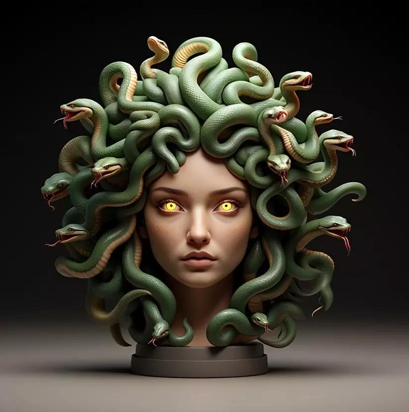 2111 Medusa Gorgon Head 3D Model  magic 3D print model_34