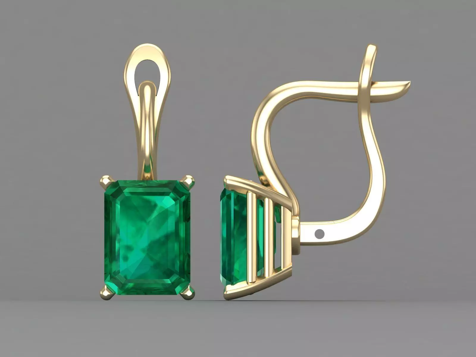 Emerald Cut Gemstones Classy Earrings 3D CAD Design 3D print model_4