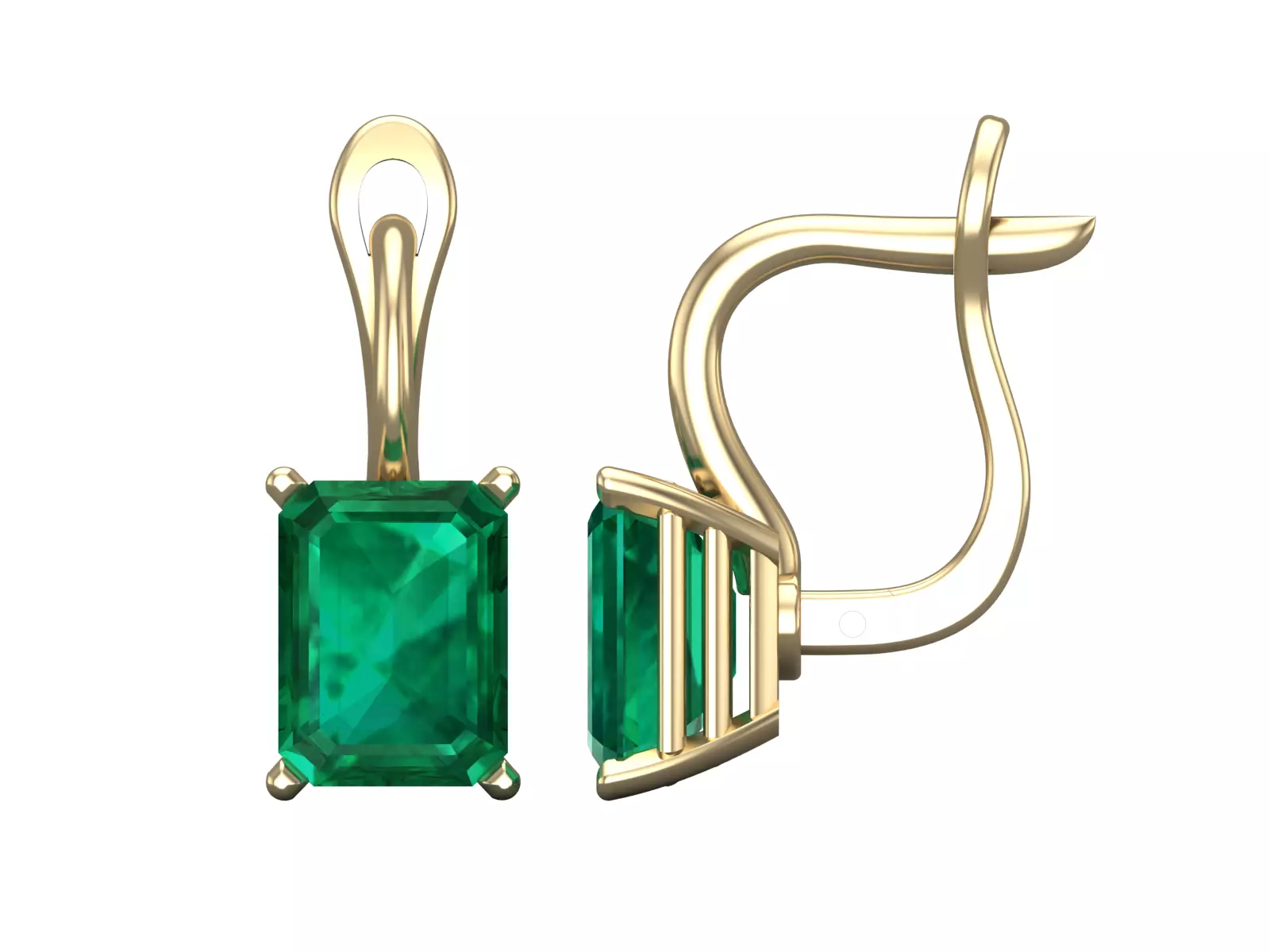 Emerald Cut Gemstones Classy Earrings 3D CAD Design 3D print model_9