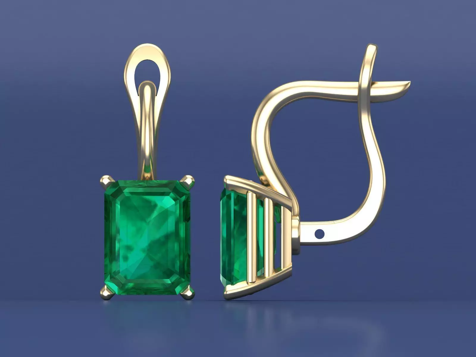 Emerald Cut Gemstones Classy Earrings 3D CAD Design 3D print model_0