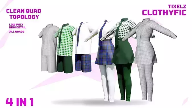 School Uniform Male and Female clothyfic pack