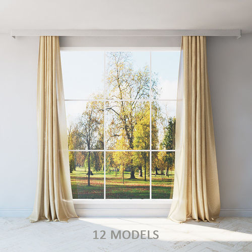  Curtains set of 12 models Low-poly 3D model