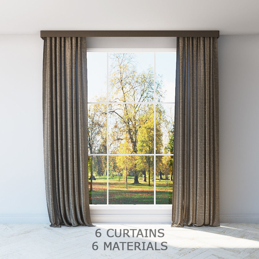 Curtains cpllection 6 species 6 materials Low-poly 3D model_2