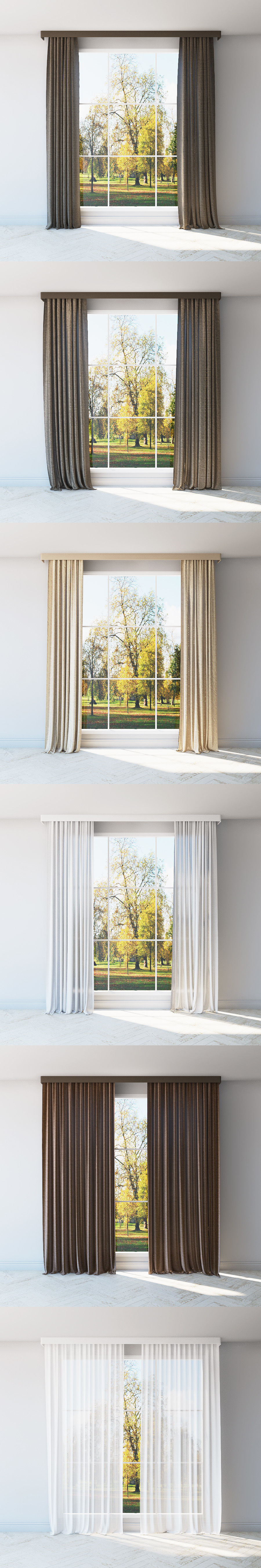 Curtains cpllection 6 species 6 materials Low-poly 3D model_7