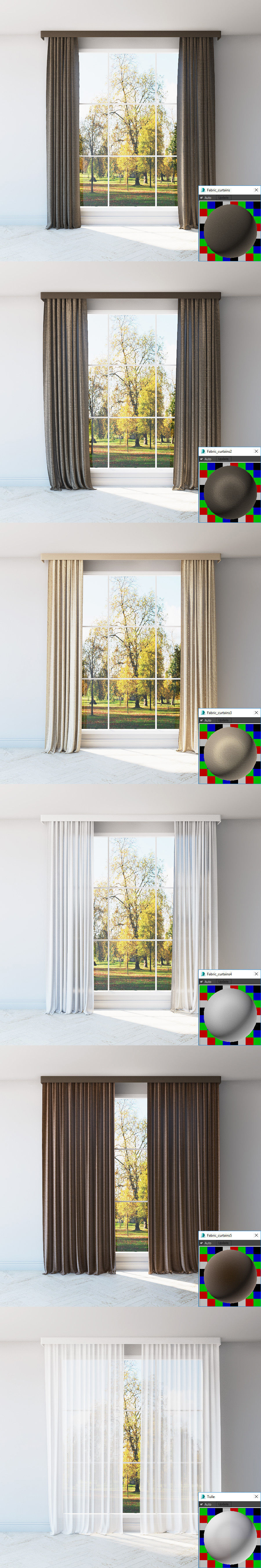 Curtains cpllection 6 species 6 materials Low-poly 3D model_5