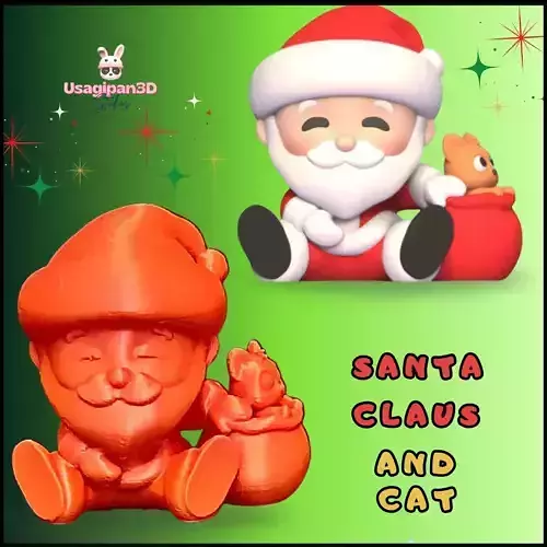 Santa Claus and Cat 3D print model