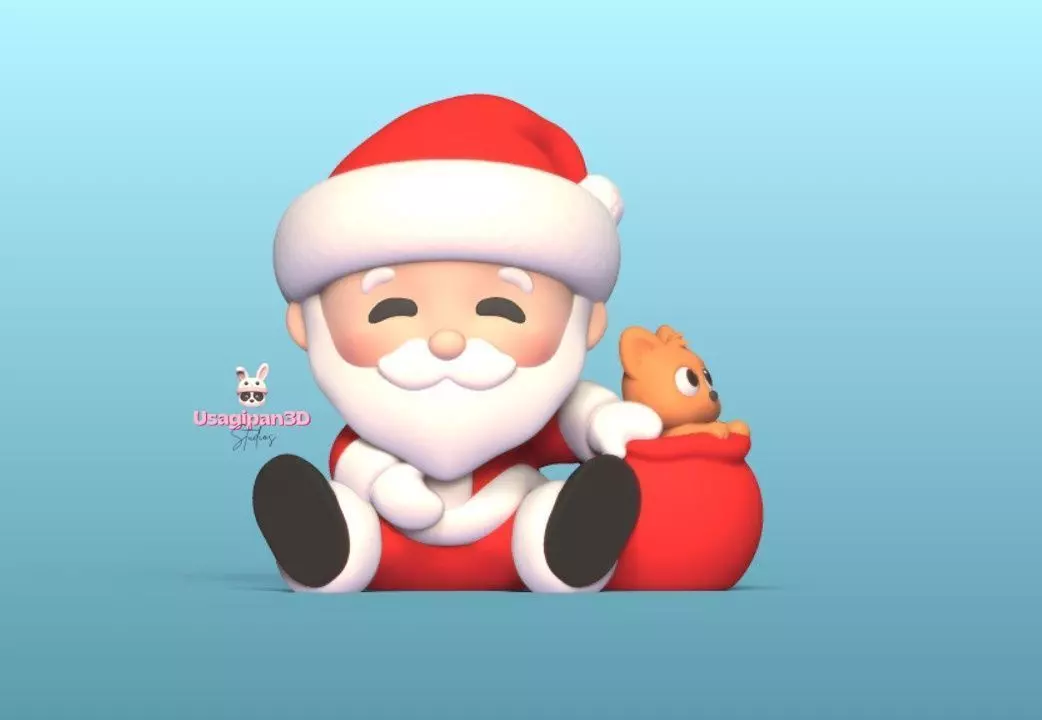 Santa Claus and Cat 3D print model_1