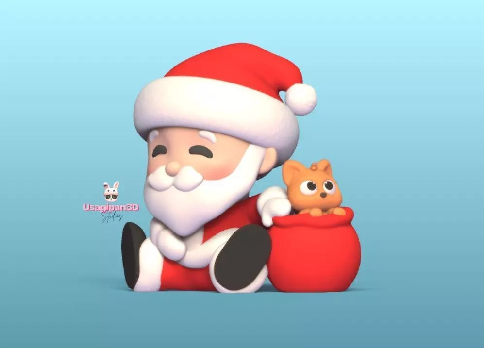 Santa Claus and Cat 3D print model_2
