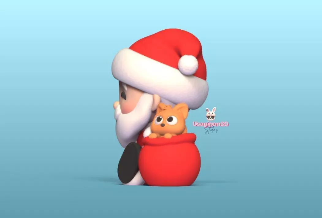 Santa Claus and Cat 3D print model_3