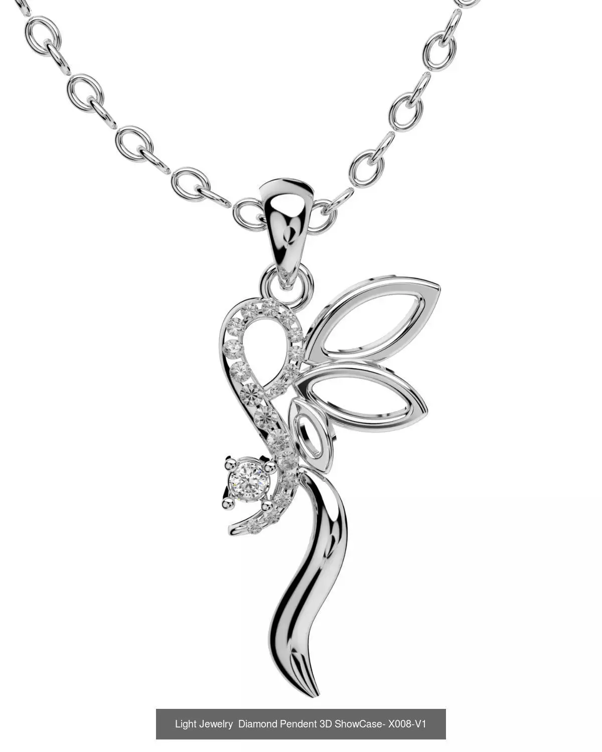 Light Jewelry Marquise Style Diamond Pendent 3D ShowCase- X008 3D Model Collection_4