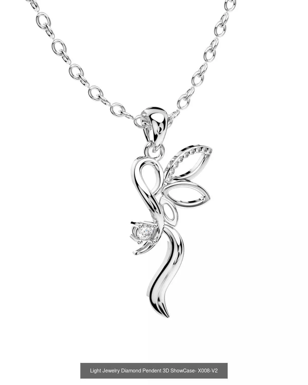 Light Jewelry Marquise Style Diamond Pendent 3D ShowCase- X008 3D Model Collection_5