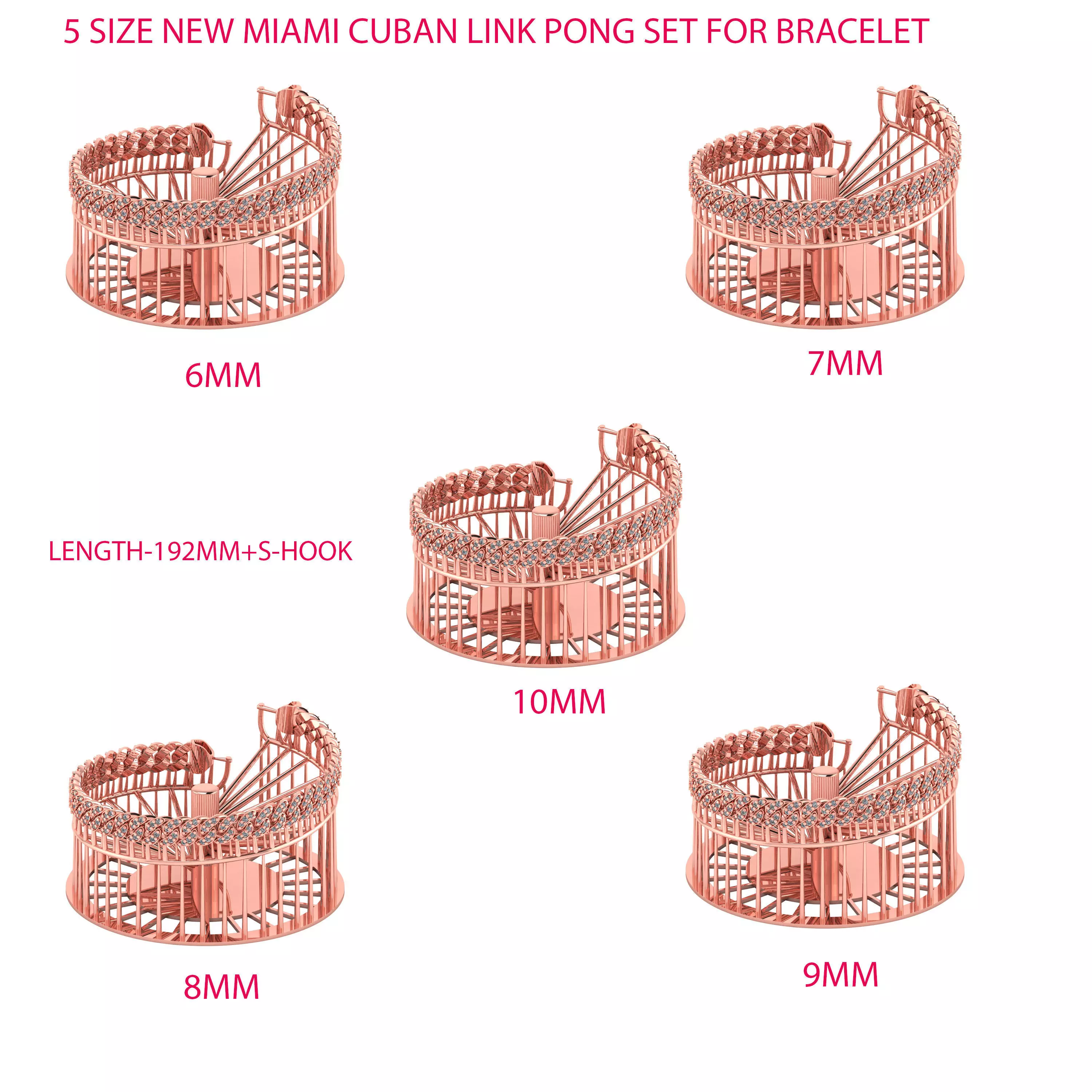 5 SIZE NEW MIAMI PREMIUM CUBAN LINK PONG SET FOR BRACELET 3D Model Collection_0