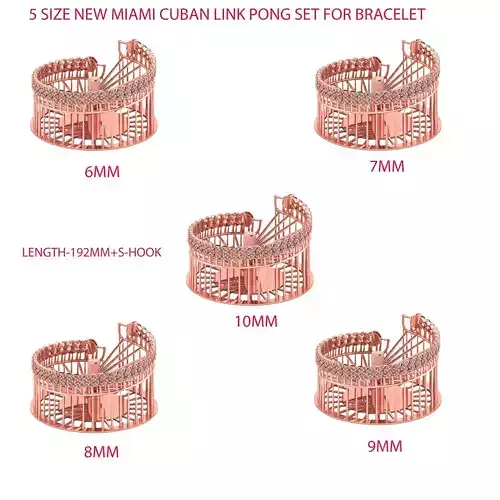 5 SIZE NEW MIAMI PREMIUM CUBAN LINK PONG SET FOR BRACELET