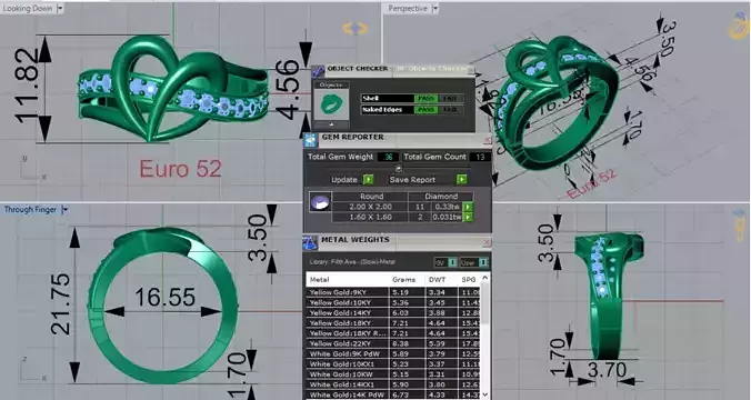 Rose Gold Heart and Infinity stl 3dm Ring Model jr00214