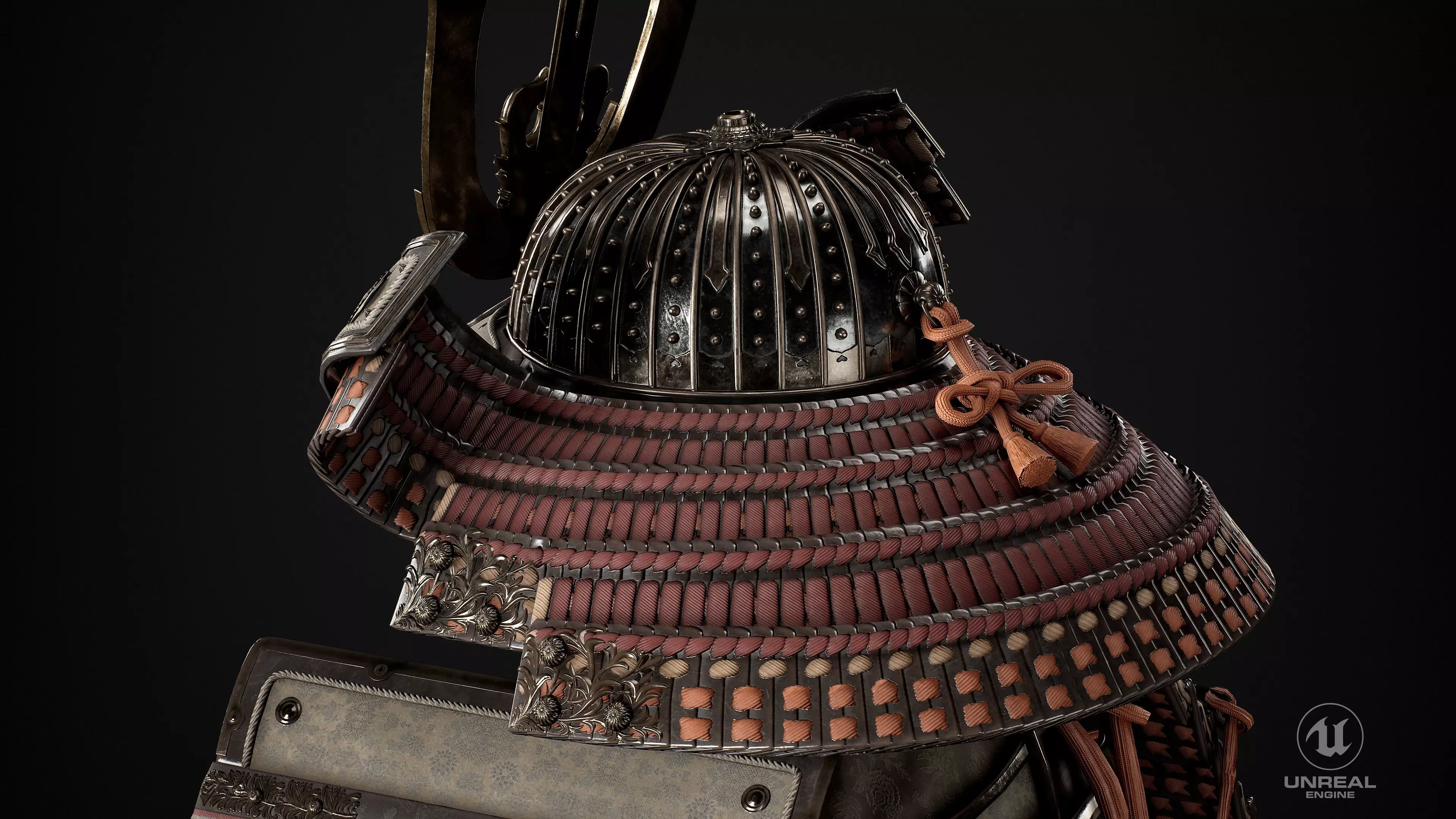 Red Japanese Samurai Character  Low-poly 3D model_11