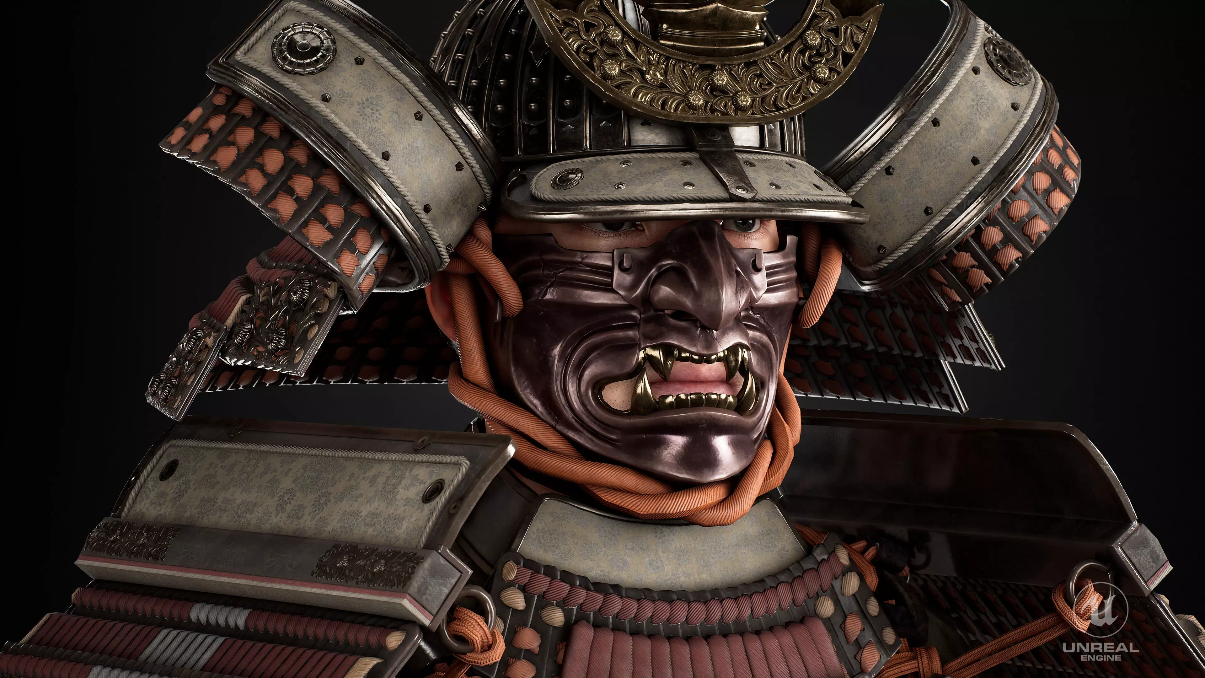 Red Japanese Samurai Character  Low-poly 3D model_10