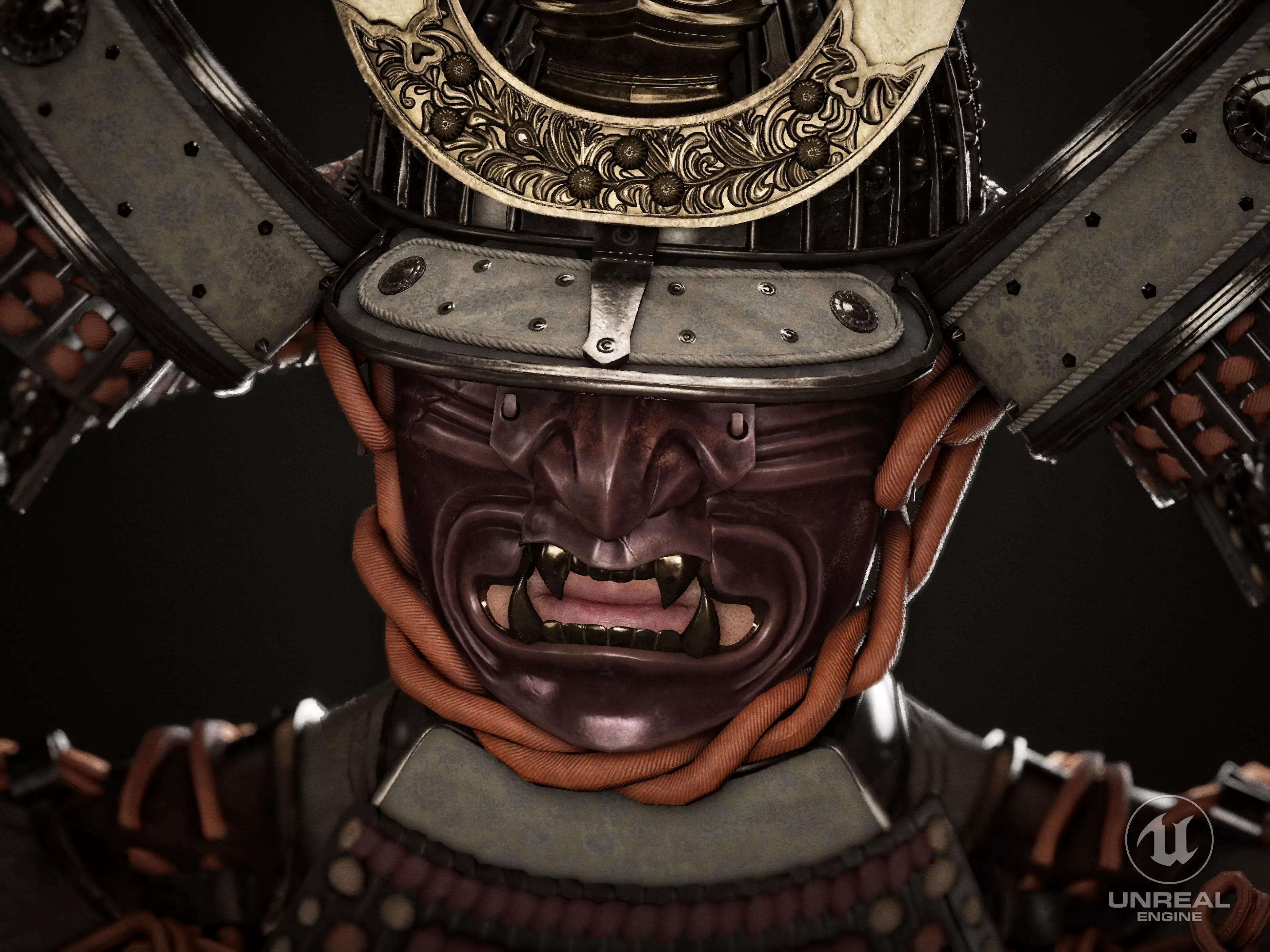 Red Japanese Samurai Character  Low-poly 3D model_3