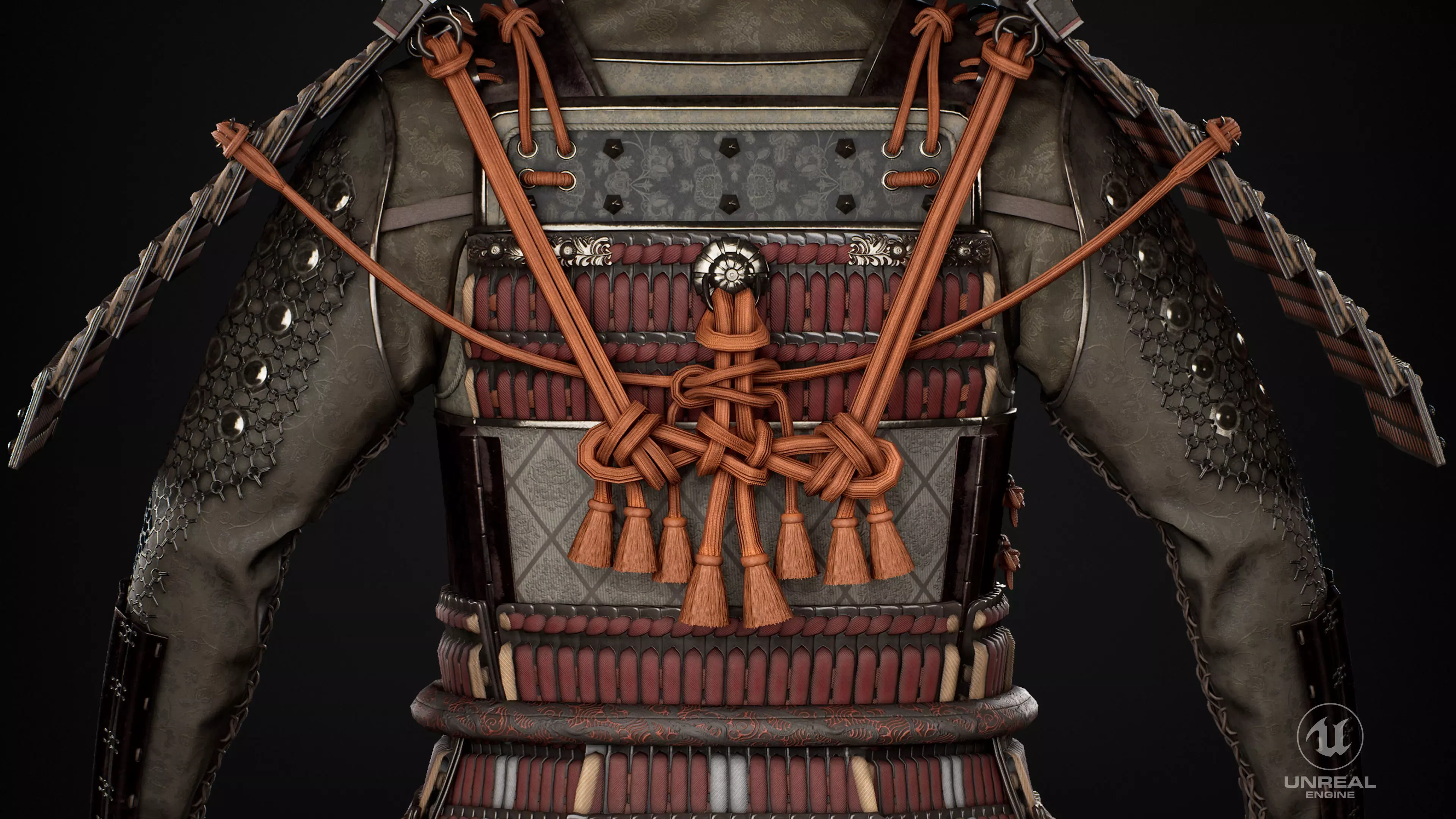 Red Japanese Samurai Character  Low-poly 3D model_5