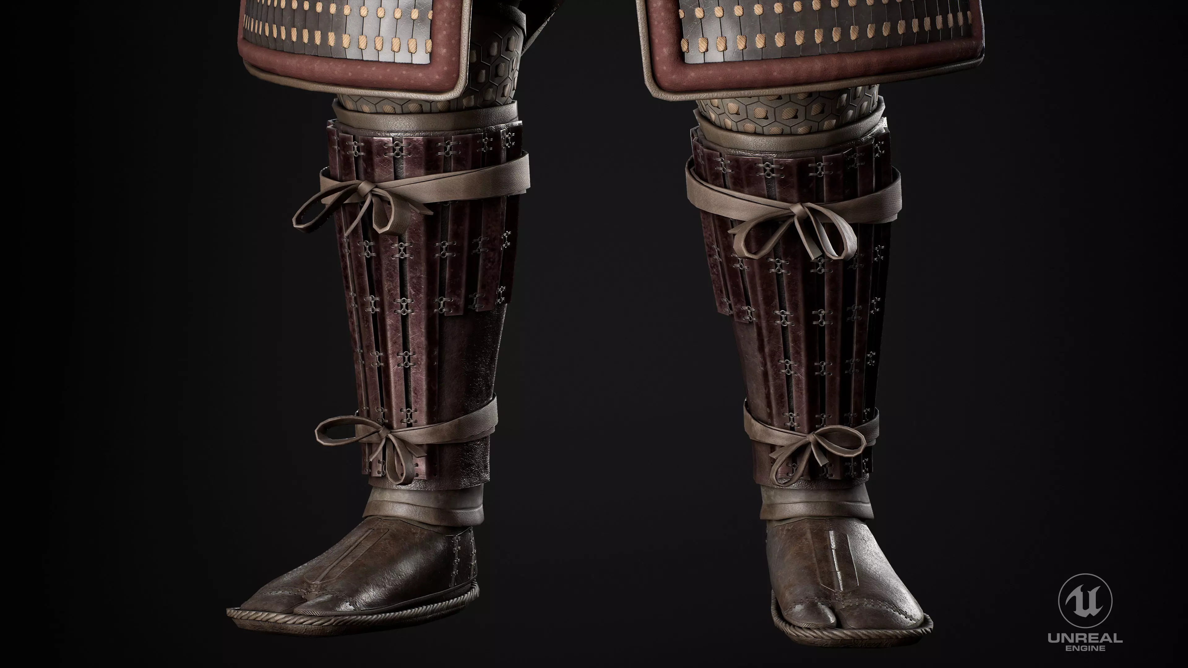 Red Japanese Samurai Character  Low-poly 3D model_9