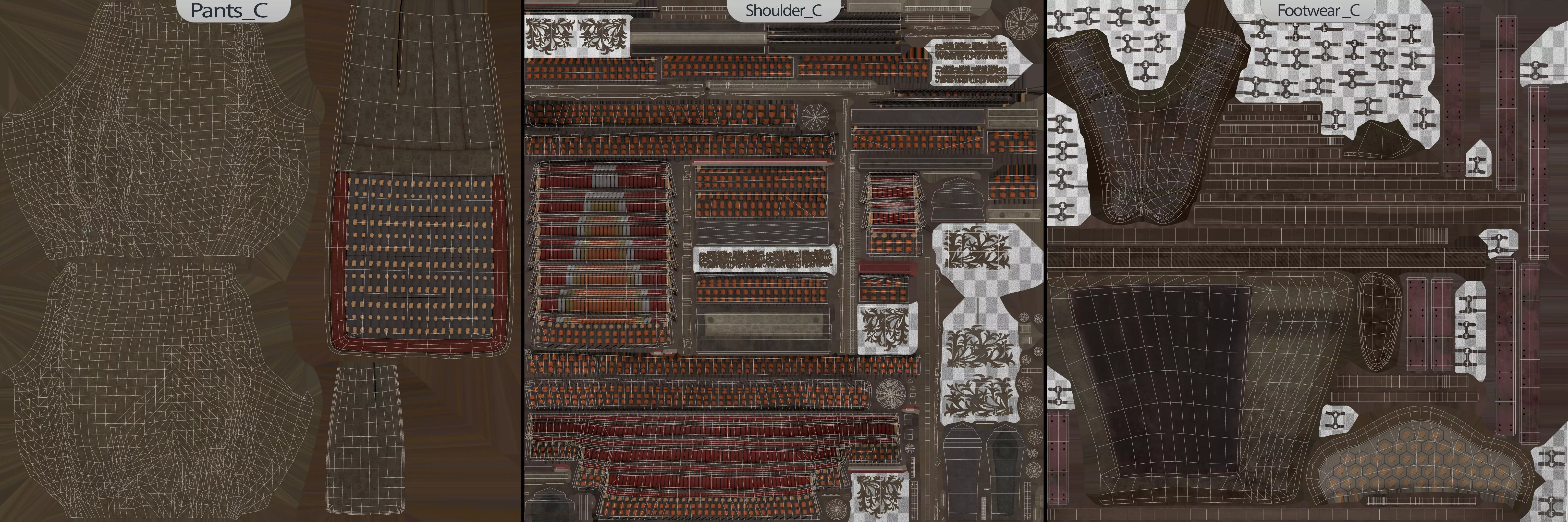 Red Japanese Samurai Character  Low-poly 3D model_23