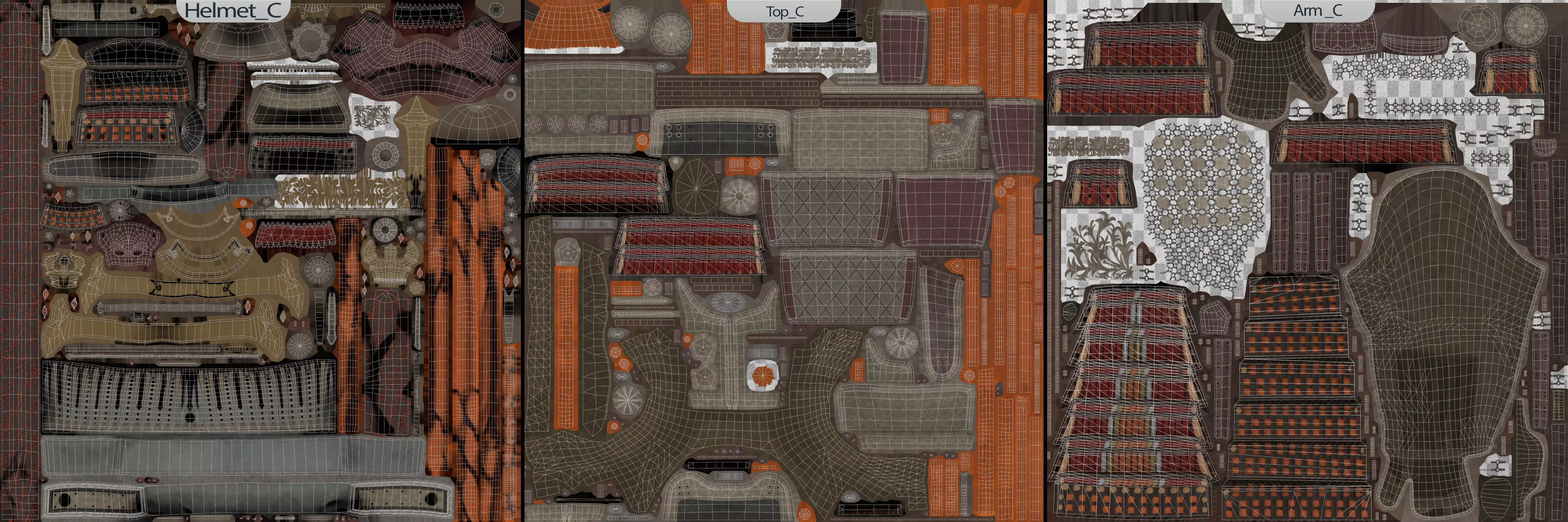 Red Japanese Samurai Character  Low-poly 3D model_22