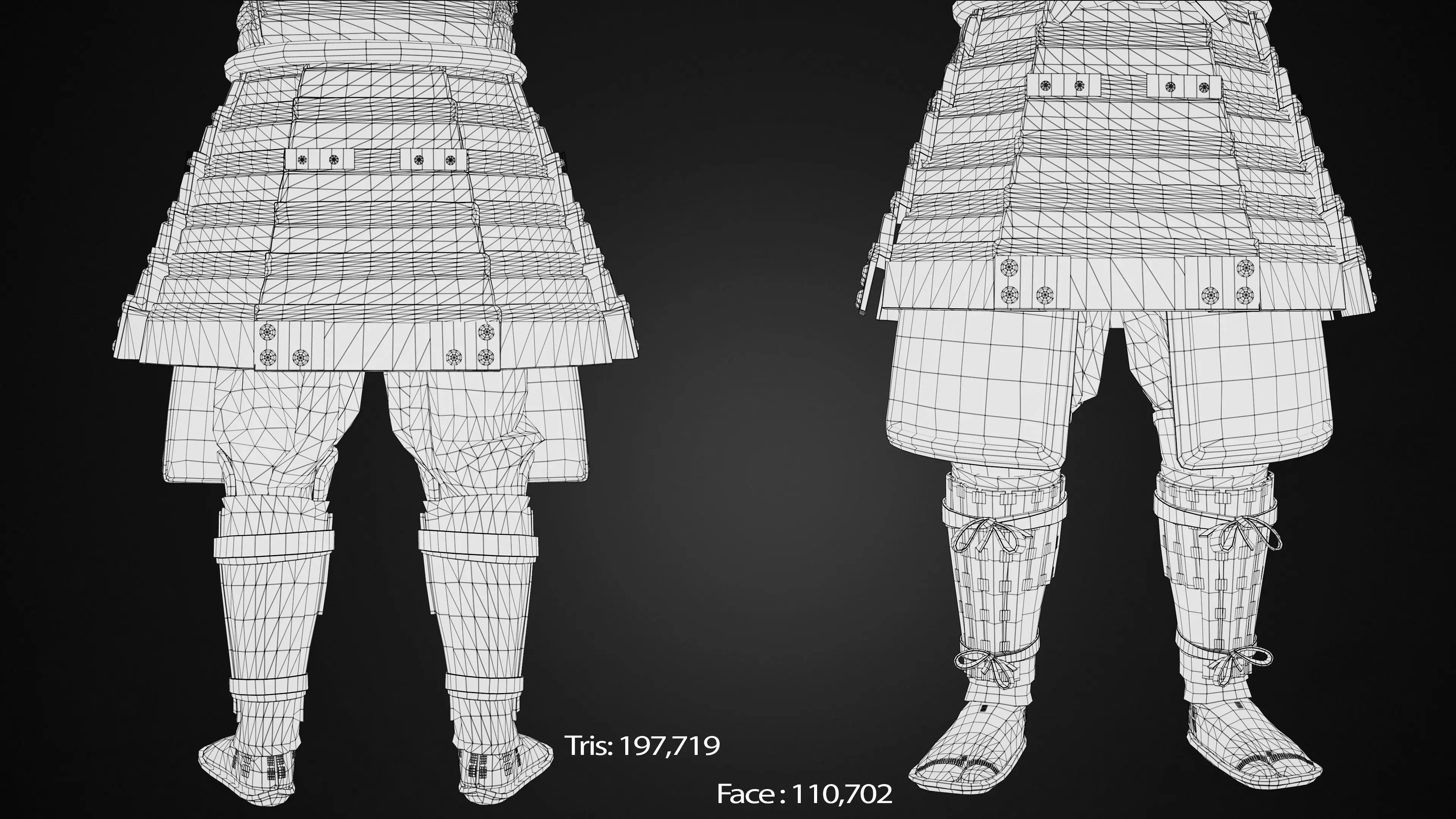 Red Japanese Samurai Character  Low-poly 3D model_18