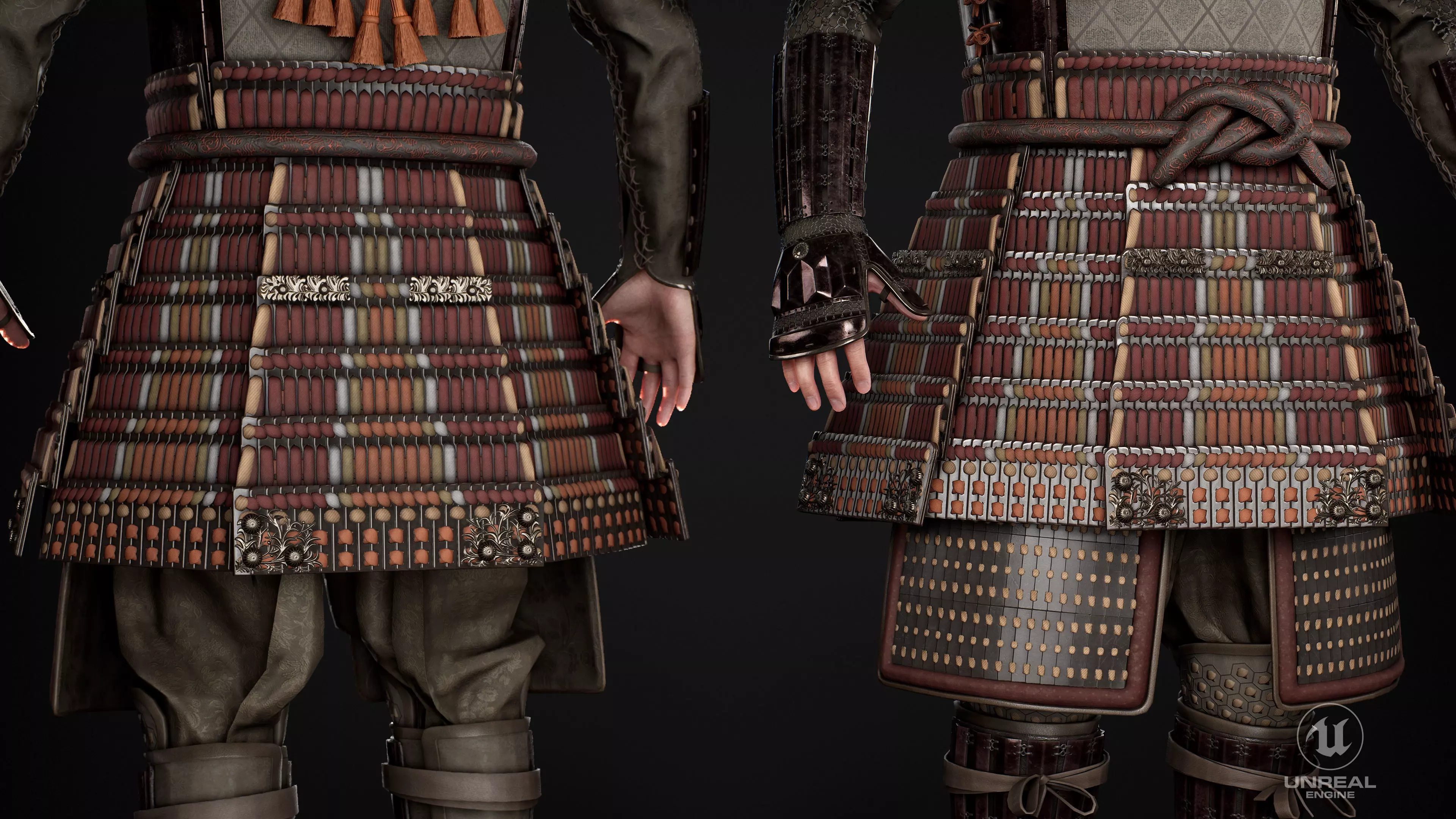 Red Japanese Samurai Character  Low-poly 3D model_6