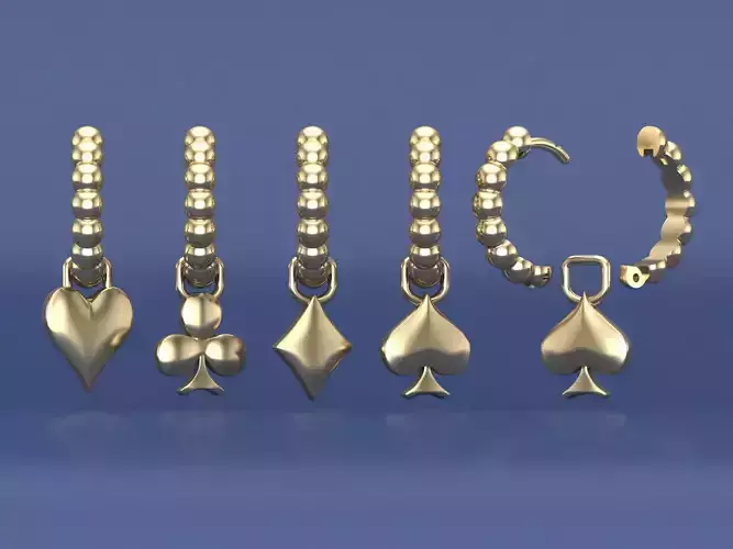 A Set Of Iconic Pokers Dot Hoop Earrings 3D CAD Design