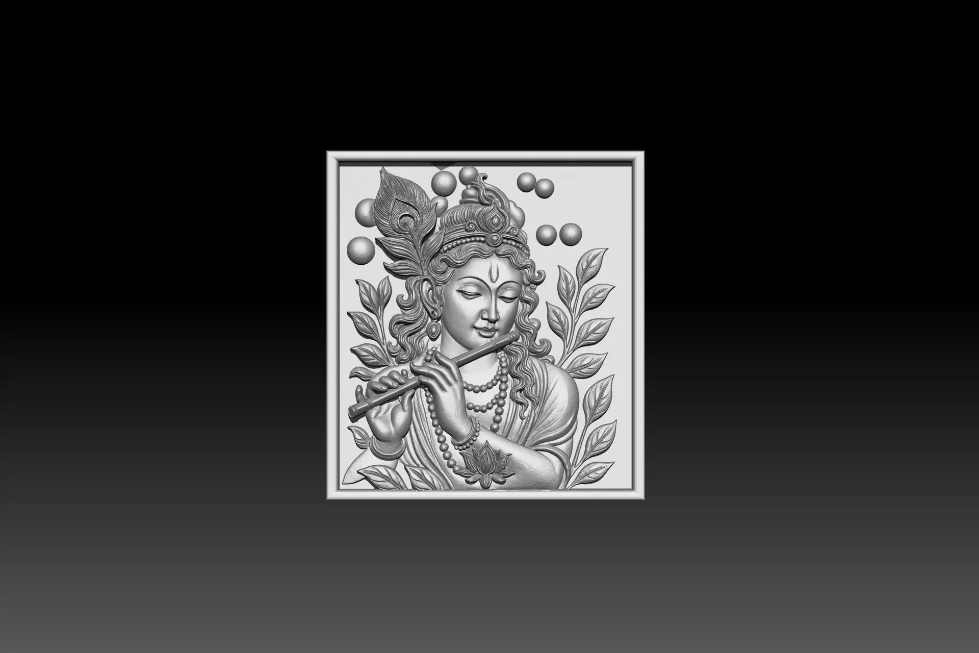 Lord Krishna Relief  Model STL for Printing and CNC Carving 3D print model_3