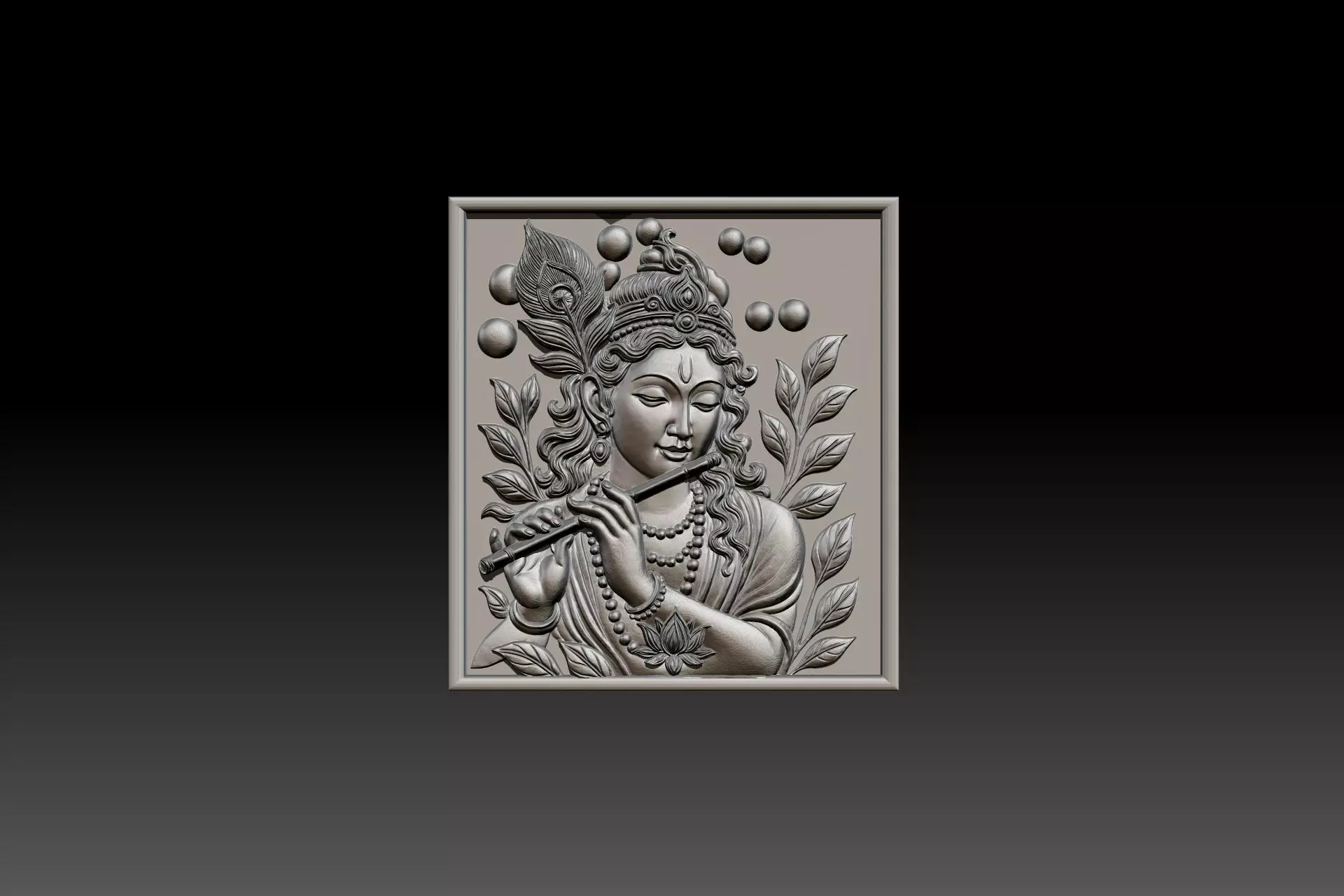 Lord Krishna Relief  Model STL for Printing and CNC Carving 3D print model_6