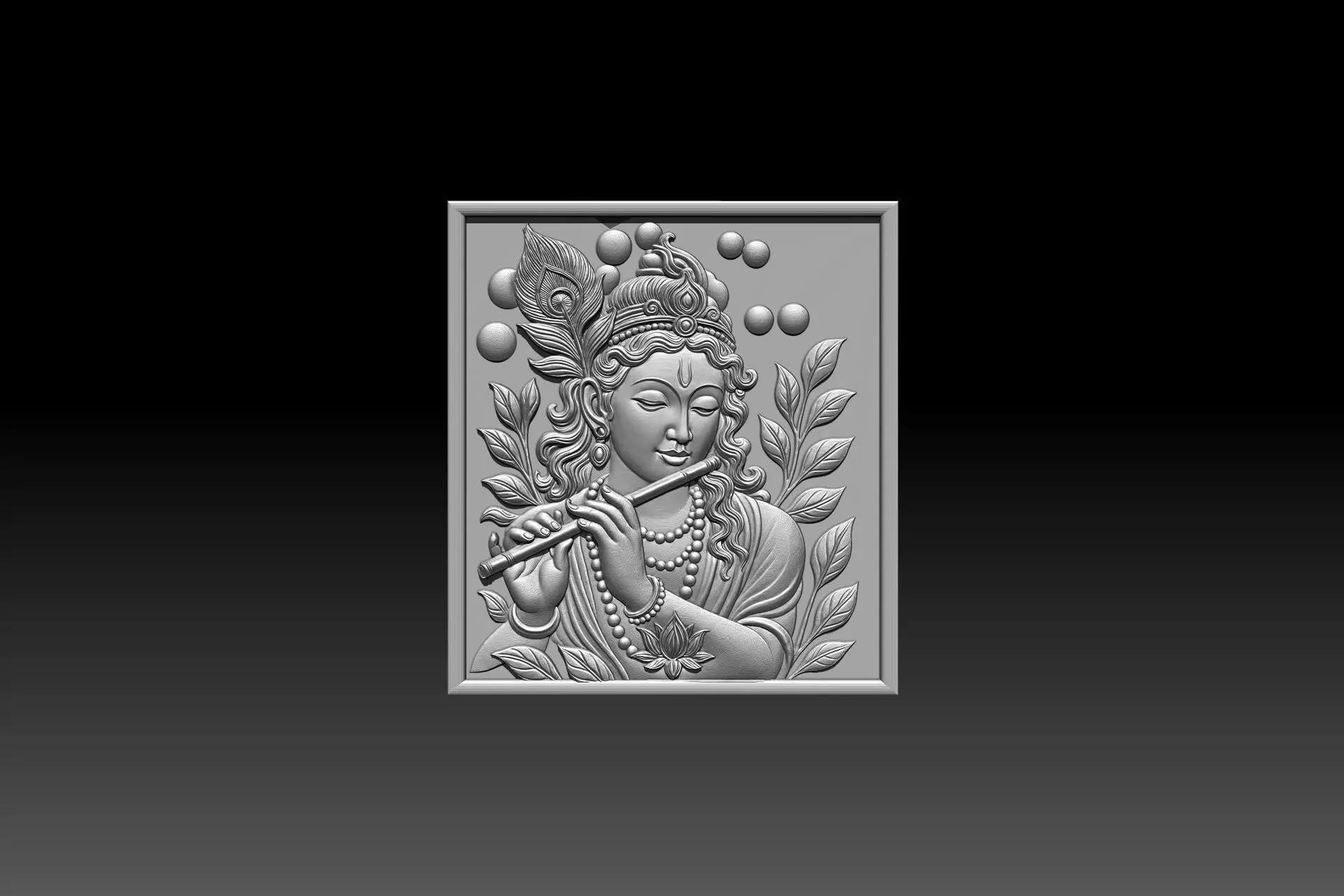 Lord Krishna Relief  Model STL for Printing and CNC Carving 3D print model_5
