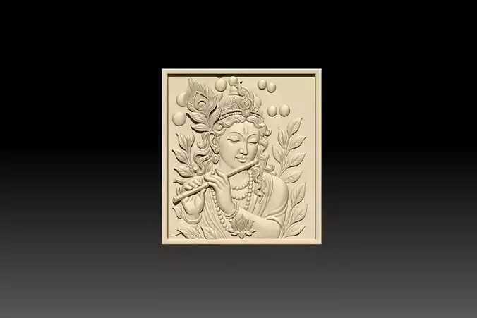 Lord Krishna Relief  Model STL for Printing and CNC Carving