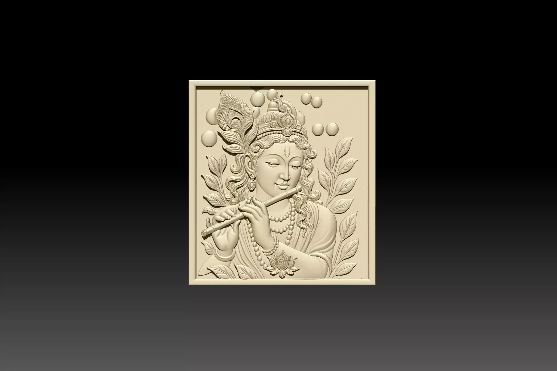Lord Krishna Relief  Model STL for Printing and CNC Carving 3D print model_0