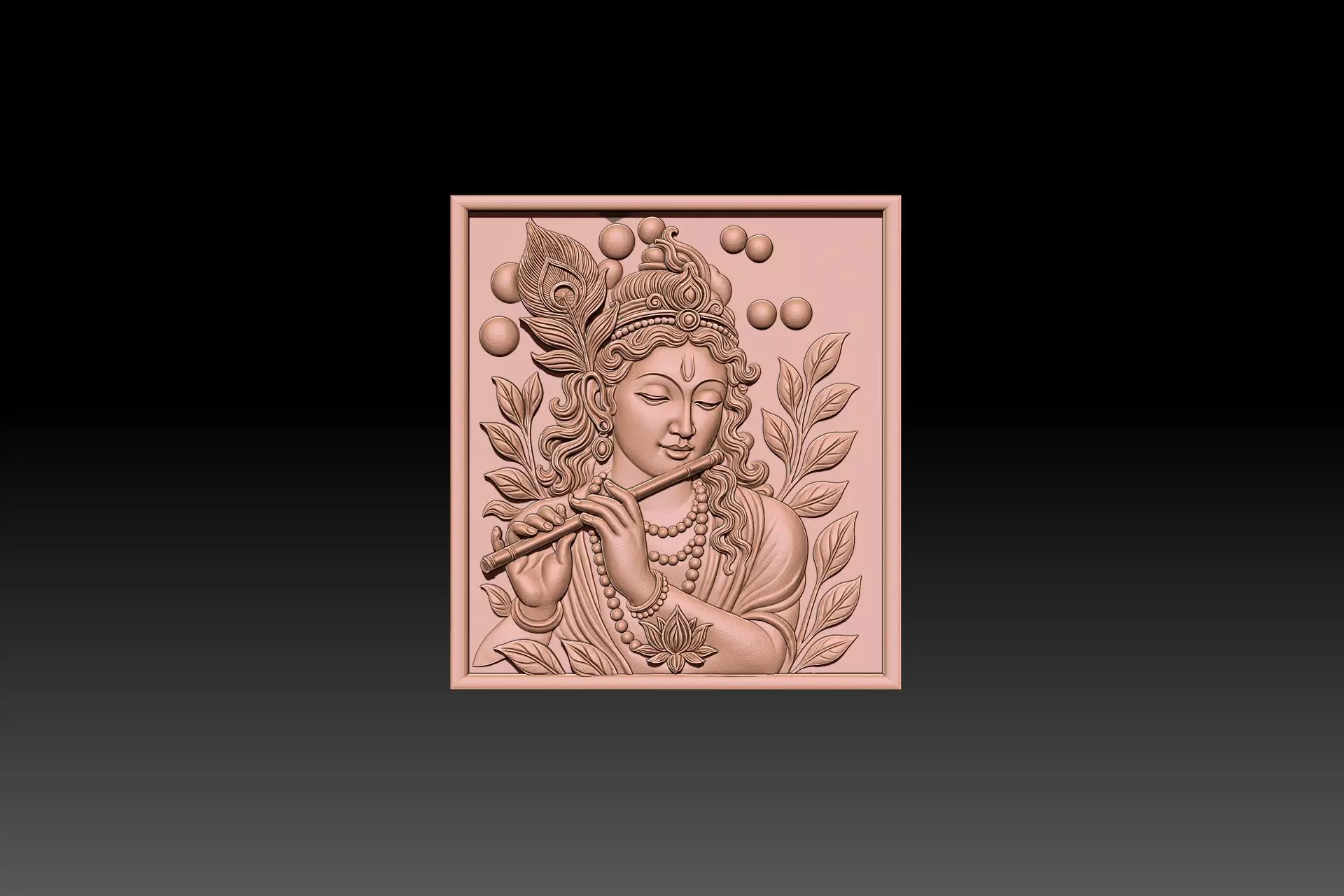 Lord Krishna Relief  Model STL for Printing and CNC Carving 3D print model_2