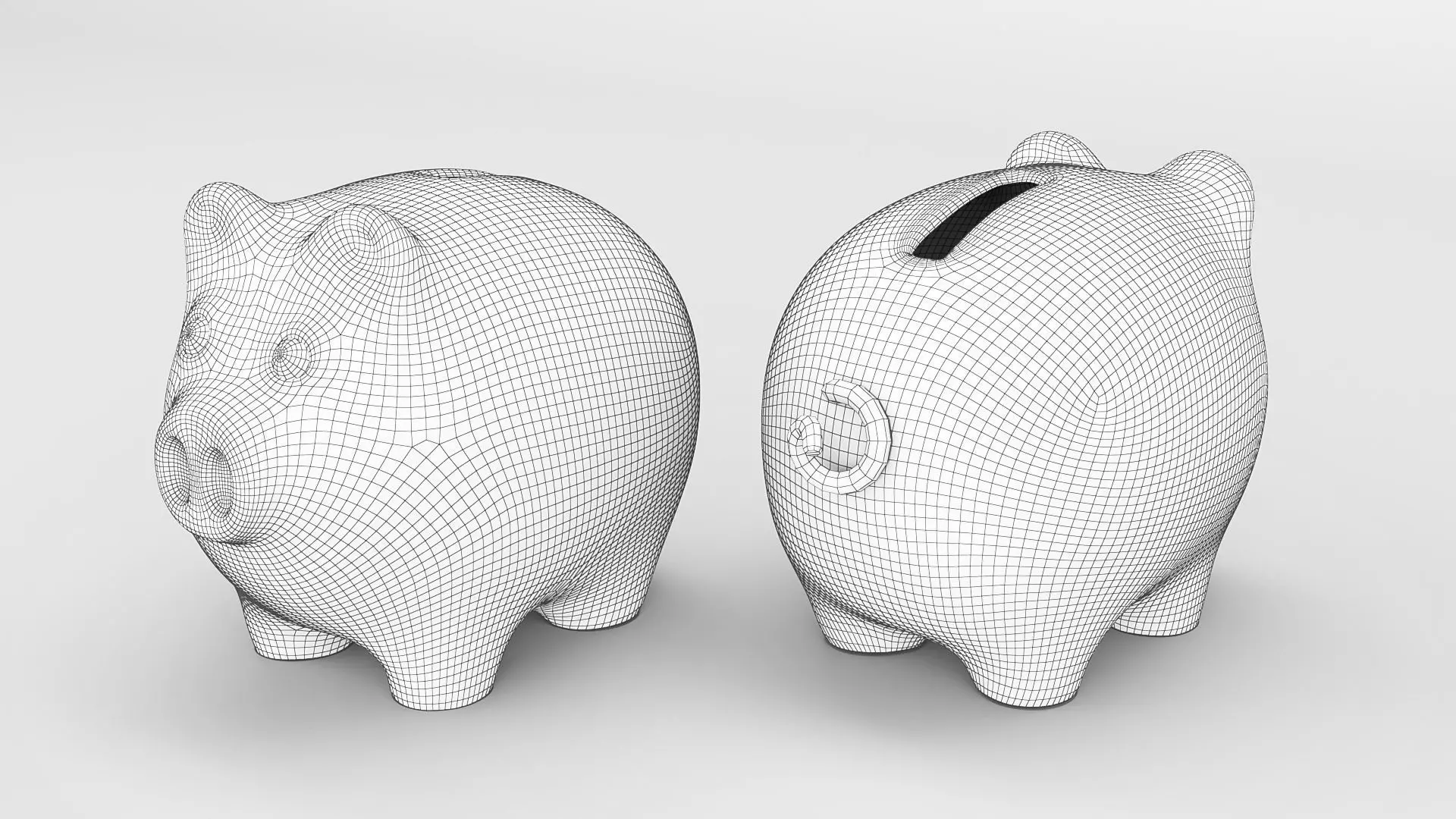 Piggy bank Low-poly 3D model_1