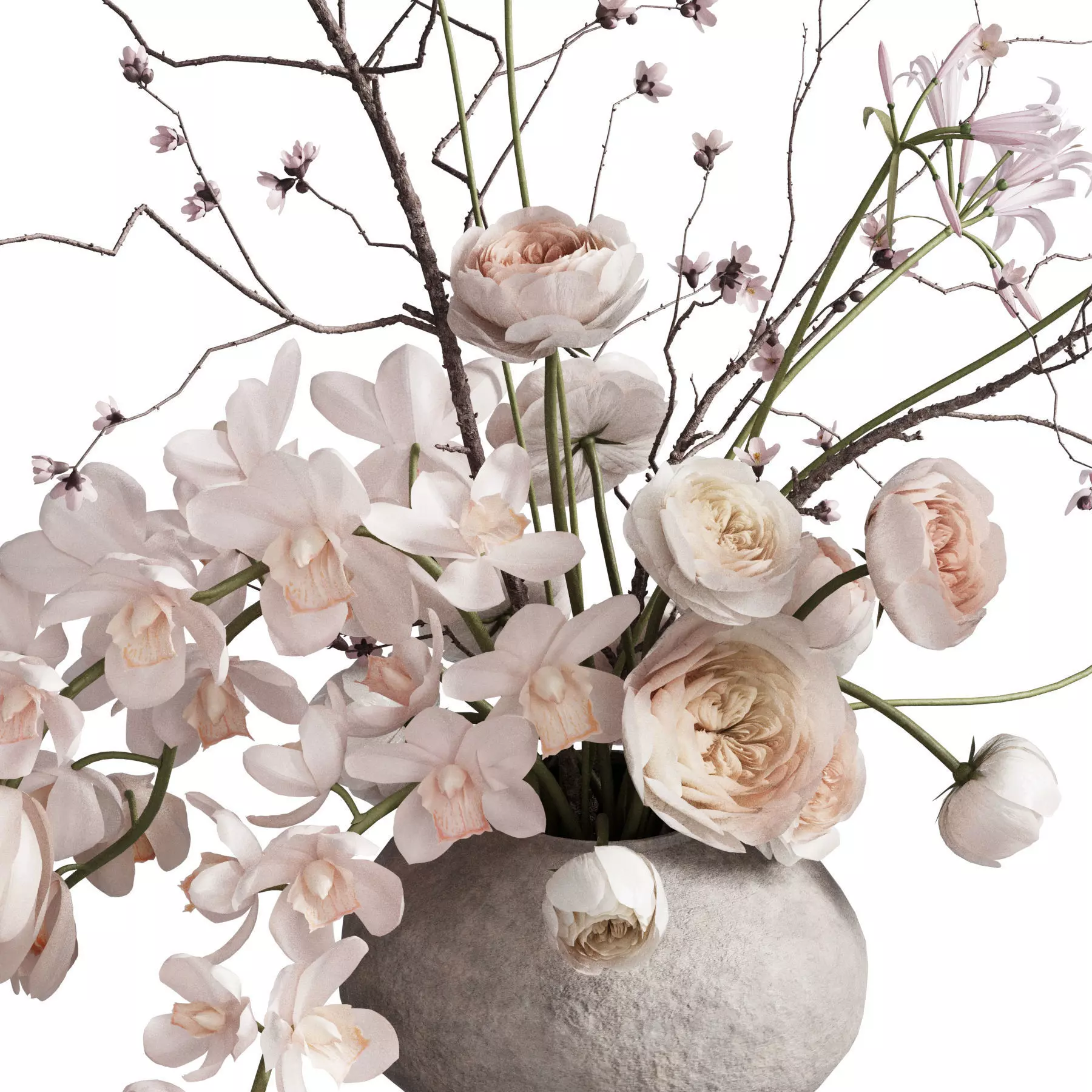 Flower In Vase 100 3D model_4