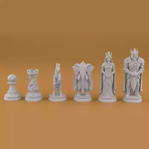 Organic Chess Set STL Artistic 3D Printable Design