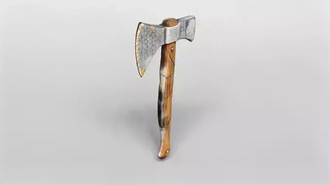 Realistic 3D Model of a Rustic Axe with Wooden Handle