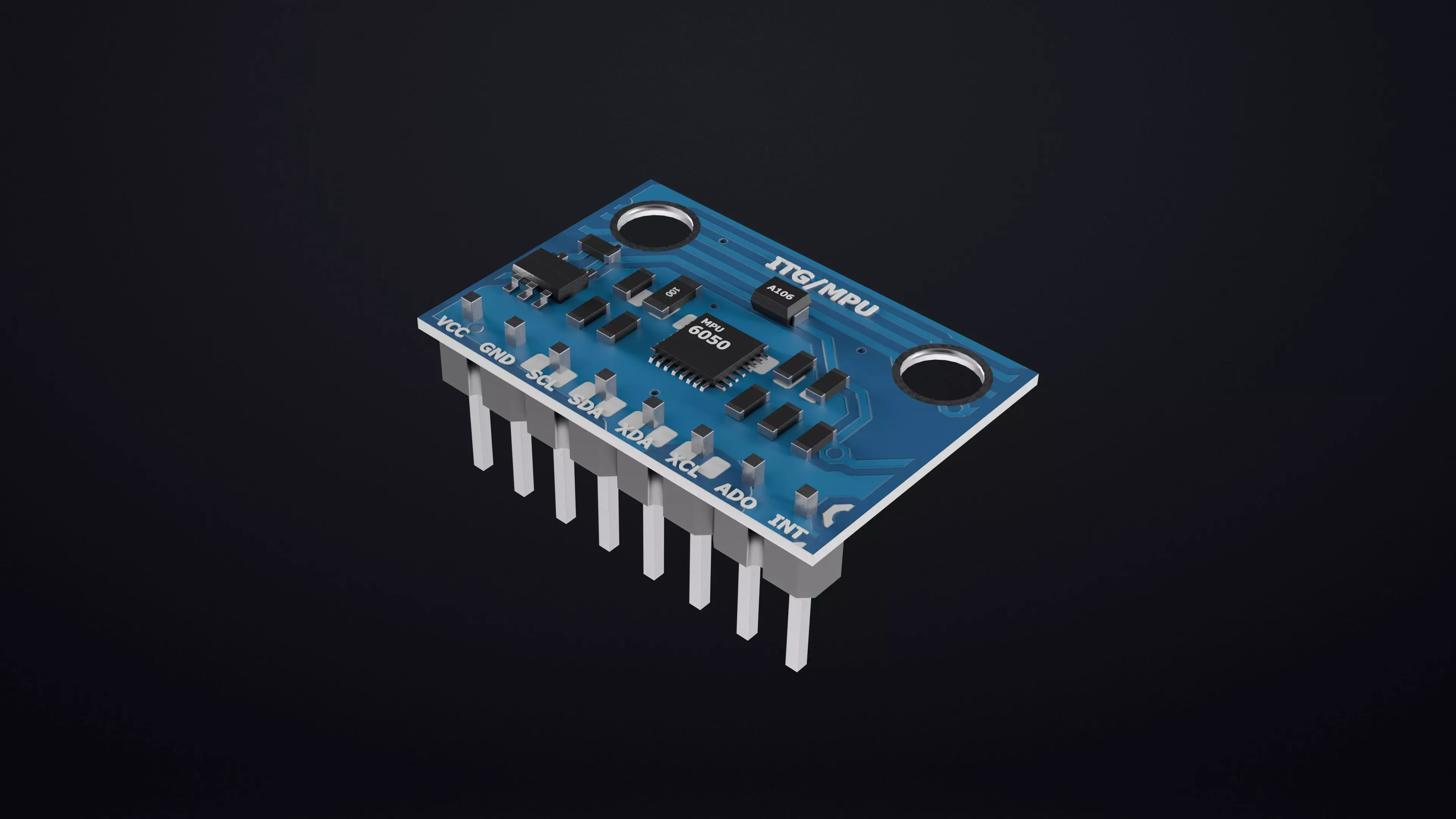 Gyroscope Sensor 3D Model for Arduino Robotics 3D model_1
