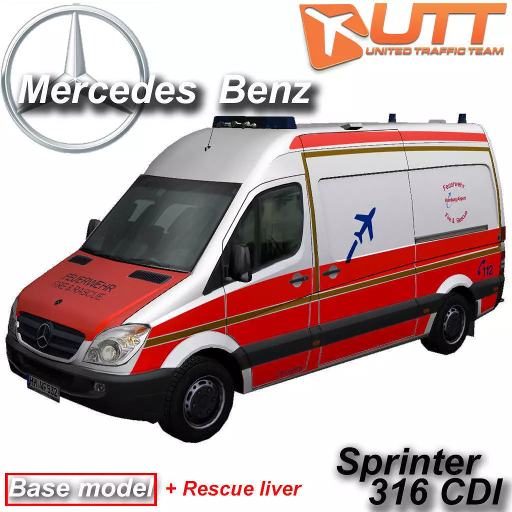 Mercedes-Benz Sprinter rescue Low-poly 3D model