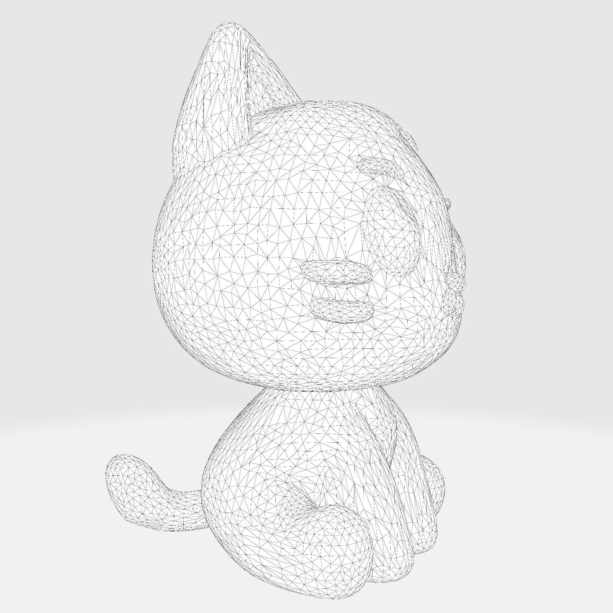 Cute Cat 3D Model  Optimized for 3D Print Digital Art Low-poly 3D model_6