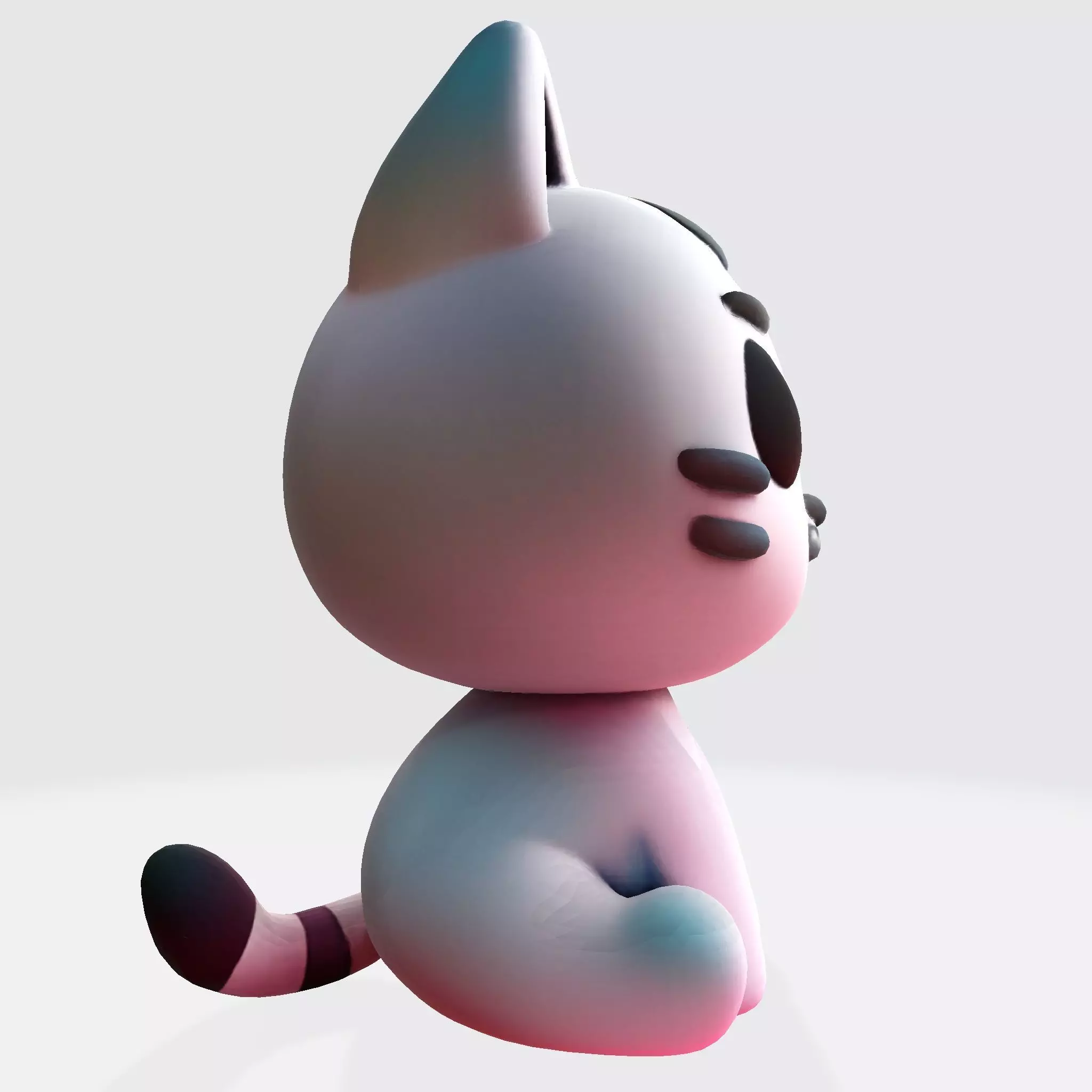 Cute Cat 3D Model  Optimized for 3D Print Digital Art Low-poly 3D model_4