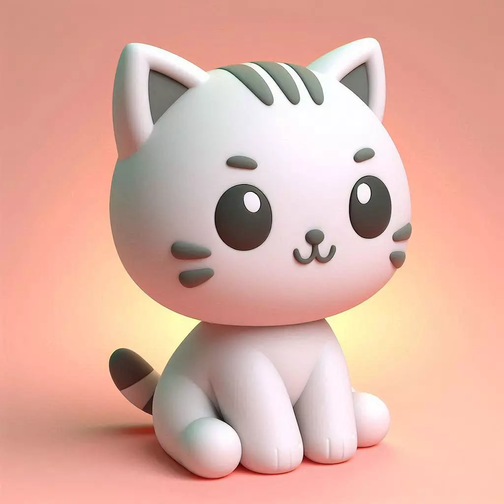Cute Cat 3D Model  Optimized for 3D Print Digital Art Low-poly 3D model_0