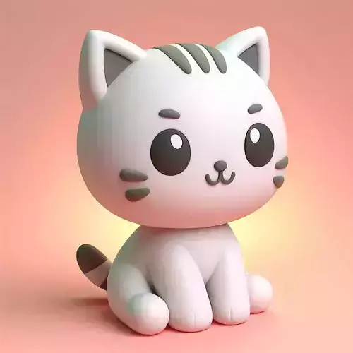 Cute Cat 3D Model  Optimized for 3D Print Digital Art Low-poly 3D model