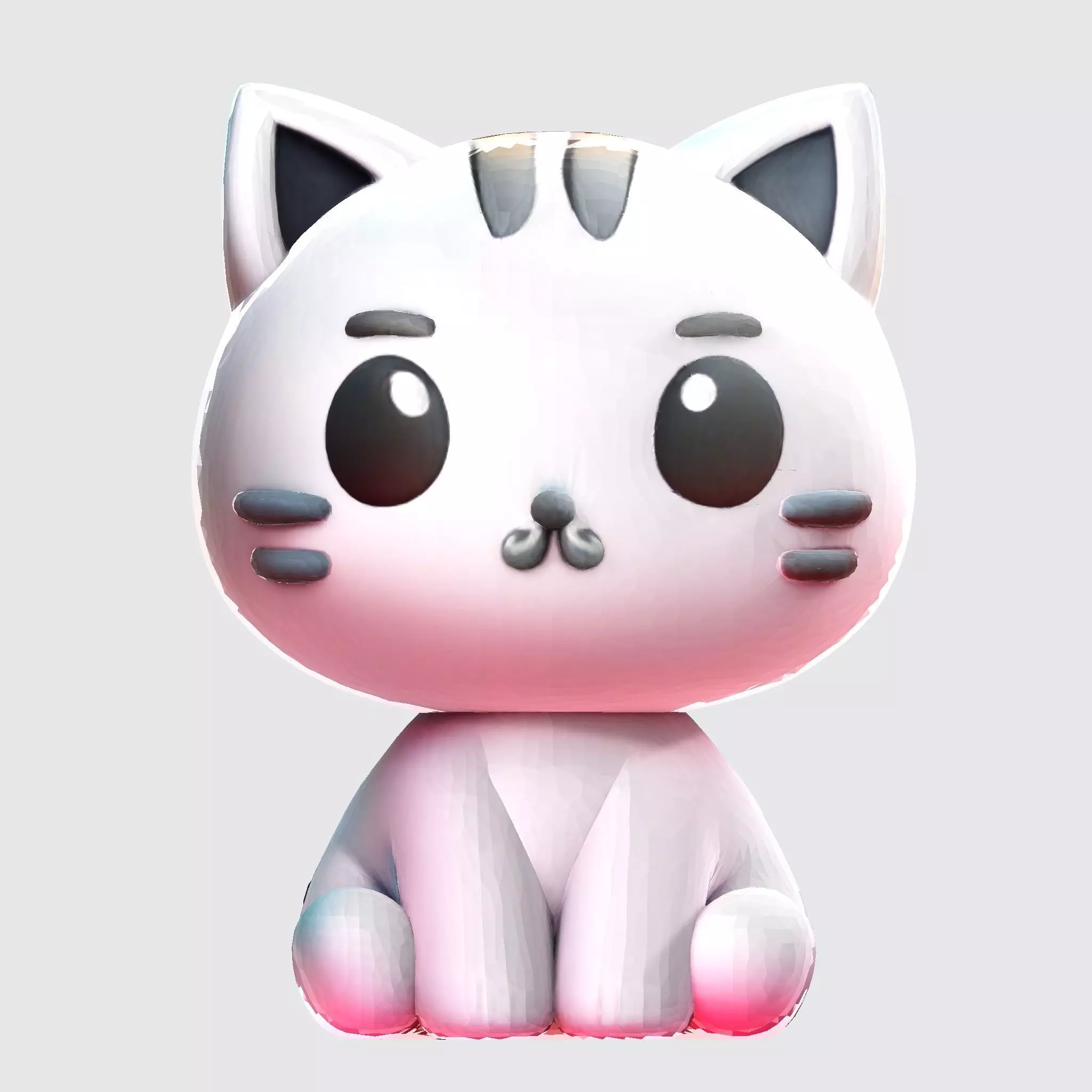 Cute Cat 3D Model  Optimized for 3D Print Digital Art Low-poly 3D model_8